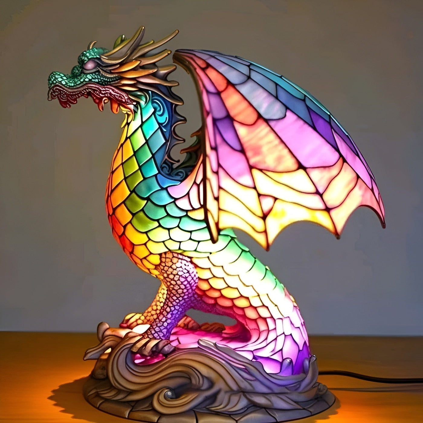 イグニス | ガラスのカラフルなドラゴンランプ